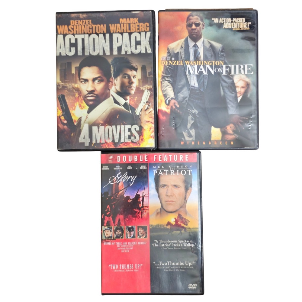 Denzel Washington DVD Bundle Multi Good Man on Fire Glory Action Pack